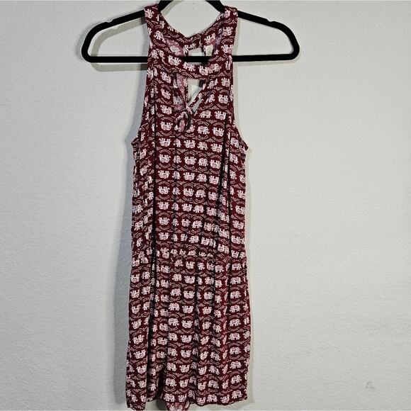 Pink Rose, red and white elephant print sleeveless romper size large - Picture 1 of 6